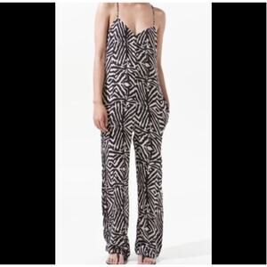 Zara Black and White Patterned Jumpsuit